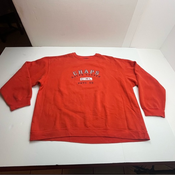 Ralph Lauren Other - Vtg 90s Chaps Ralph Lauren Mens XXL Spell Out Crewneck Sweatshirt Orange *FLAW
